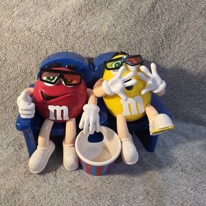 Vintage M&M Candy 3D Movie Theater Seats Dispenser Red & Yellow Nastalgic